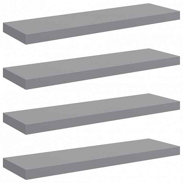 vidaXL Plovoucí nástěnné police 4 ks šedé 80 x 23,5 x 3,8 cm MDF