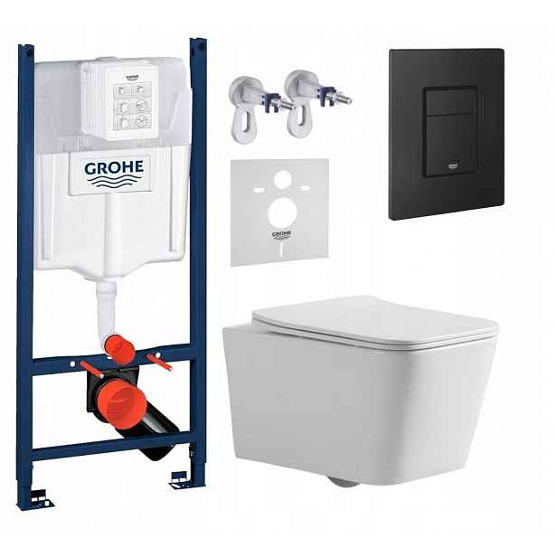 Wc sada Grohe s miskou Imprese Bilovec s tlačítkem černá matná Fresh
