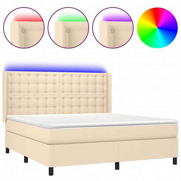 vidaXL LED box pružinová postel s čelo textil