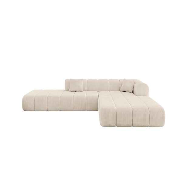 ALTDECOR ROHOVÁ SEDAČKA s otomanem, pravá BILA-L 289x176x71 Béžová Manšestr
