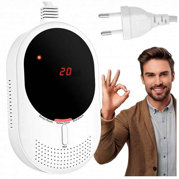 Certifikovaný Detektor Oxidu Uhelnatého A Plynu S Hlasitým Alarmem 85dB LCD 230V