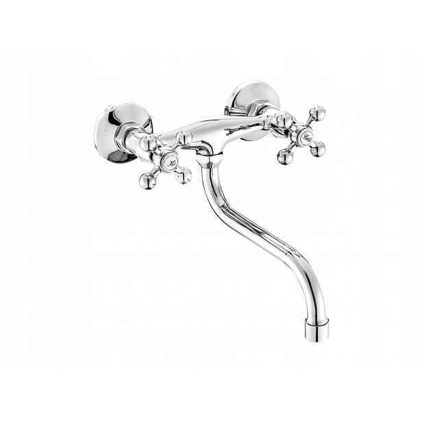 Kuchyňská Nástěnná Baterie S Retro Chromovými Knoflíky