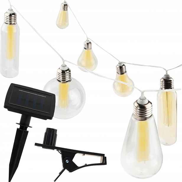 Solární Lampa Zahradní Girlanda Led Světelný Řetěz Loftové Žárovky Solar