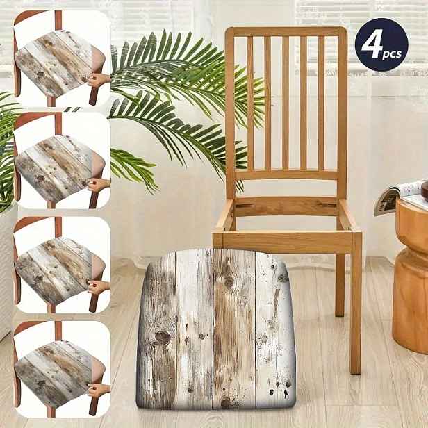 TEMU Jit2ks/4ks/6ks Stylové Kreativní Vintage Potahy na Polštáře s Potiskem Dřevitého Vzoru, Odnímatelné a Pratelné Měkké Potahy na Sedadla Vhodné do
