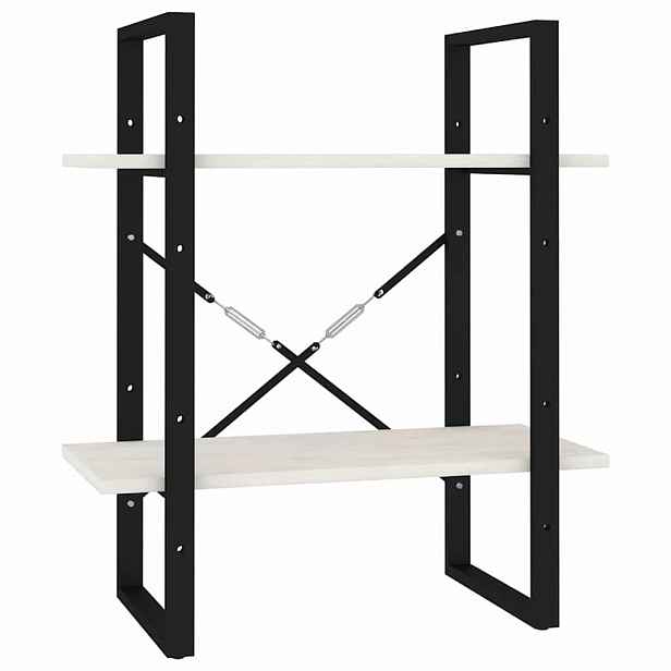 vidaXL Knihovna se 2 policemi bílá 60 x 30 x 70 cm masivní borovice