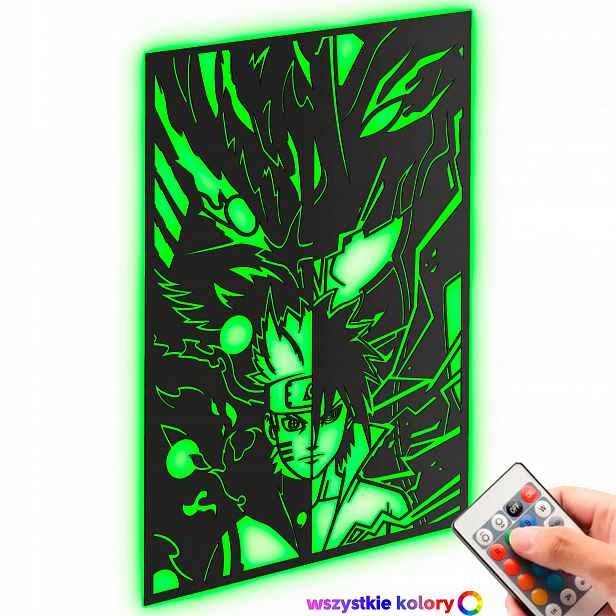 Dřevěný obraz Anime Naruto vs Sasuke Nástěnná Dekorace Noční Lampa Led