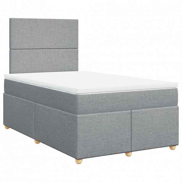 vidaXL Box spring postel s matrací světle šedá 120x190 cm textil
