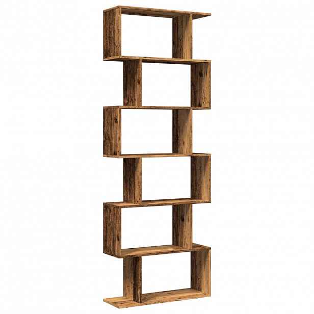 vidaXL Knihovna/dělící stěna 6patrová old wood 70x24x193 cm kompozit