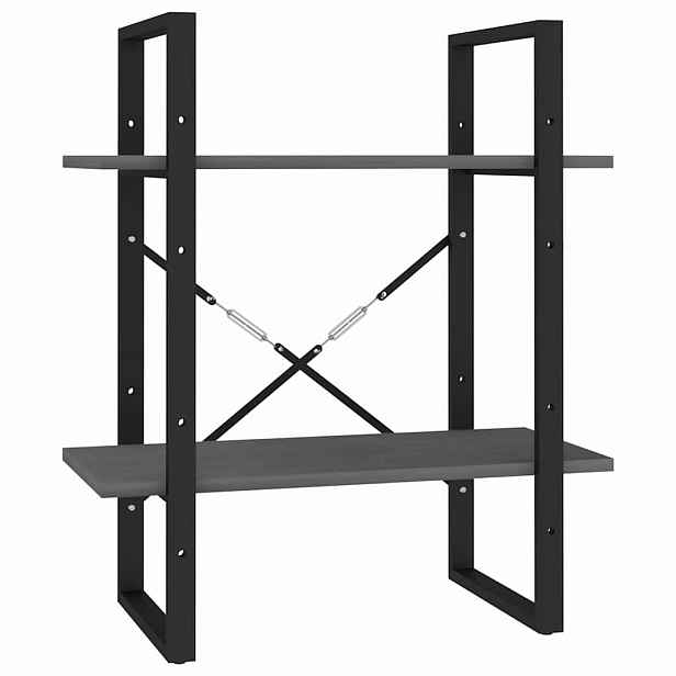 vidaXL Knihovna se 2 policemi šedá 60 x 30 x 70 cm masivní borovice