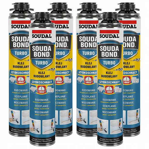 Rychleschnoucí polyuretanové stavební lepidlo Soudal Soudabond Turbo 750 ml