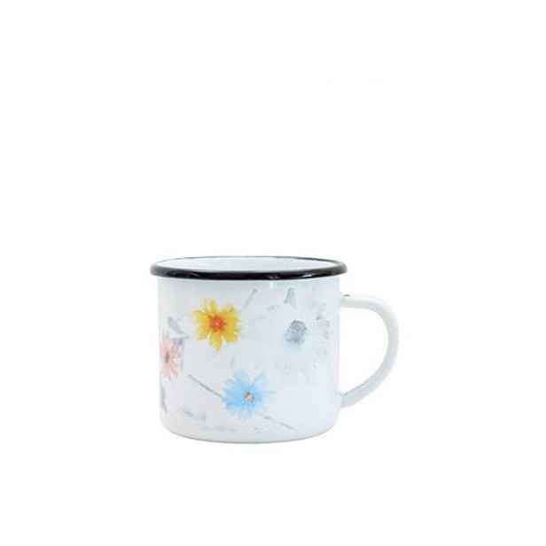 hrnek d 8cm bílý, MEADOWS, KVĚTY, PREMIUM, 0,35l smalt