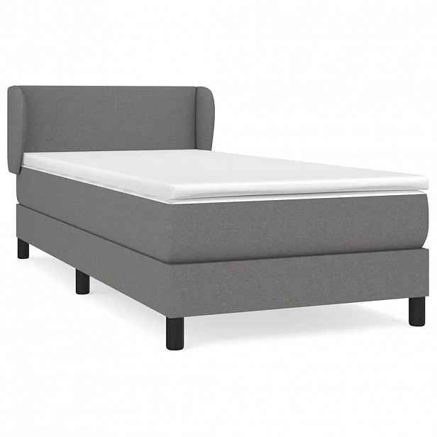 vidaXL Box spring postel s matrací tmavě šedá 80 x 200 cm textil