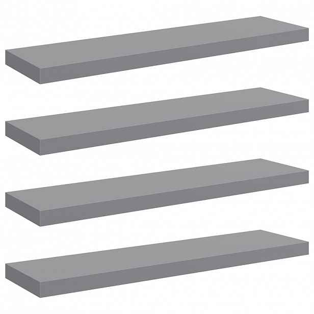 vidaXL Plovoucí nástěnné police 4 ks šedé 90 x 23,5 x 3,8 cm MDF