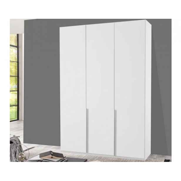 Šatní skříň New York D, 135 cm, bílá/bílý lesk