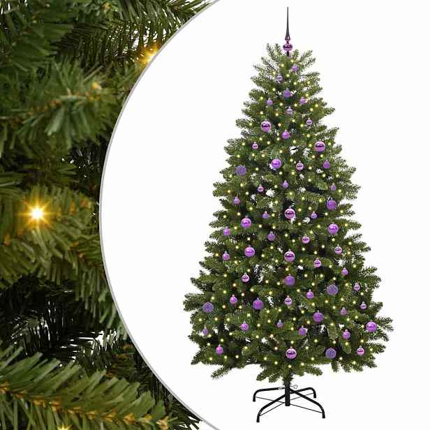 vidaXL Umělý vánoční stromeček 210 cm 300 LED Teplá bílá PVC a ocel