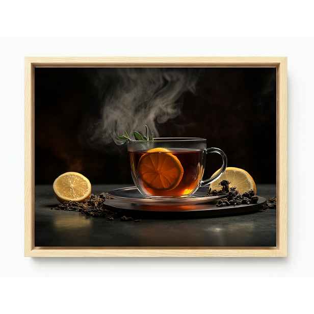 Obraz Rám American Box Černý Čaj Nápoj Nálev Listy Citron 80x60