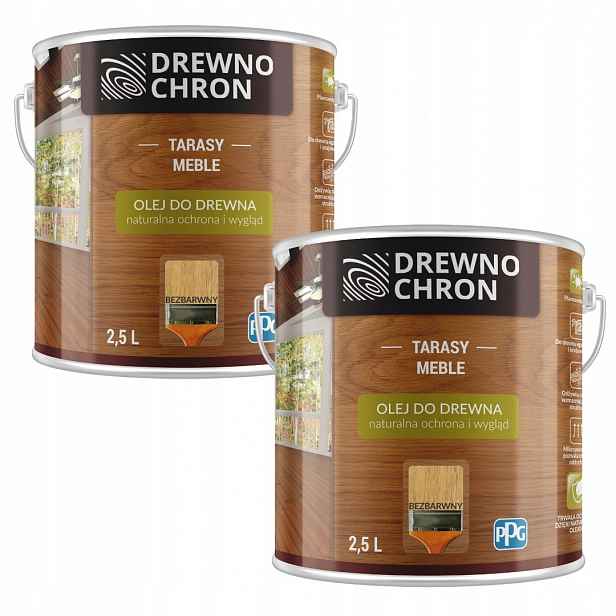 Set Drewnochron Olej Na Dřevo 2x2,5L Terasových Nábytků Bezbarvý 5L