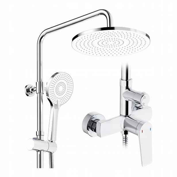 Sprchový set s dešťovou sprchou 25 cm, sprchová baterie 3 funkce, mosazná