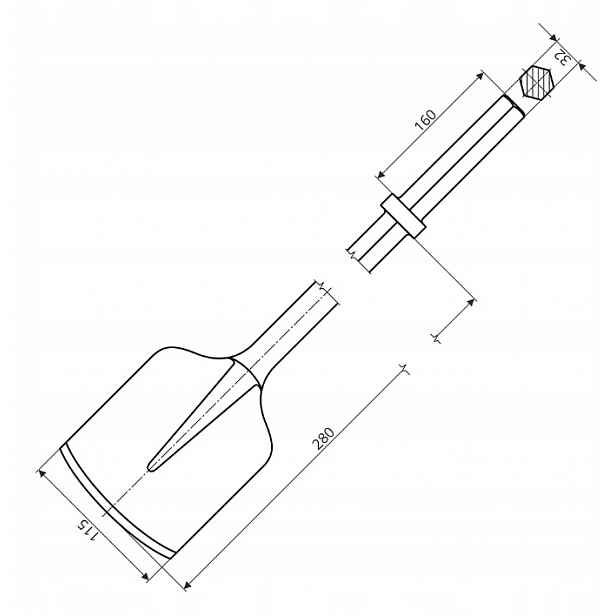 Grot 32x160 Dláto Lopatka-asfalt 115/280 mm 912555
