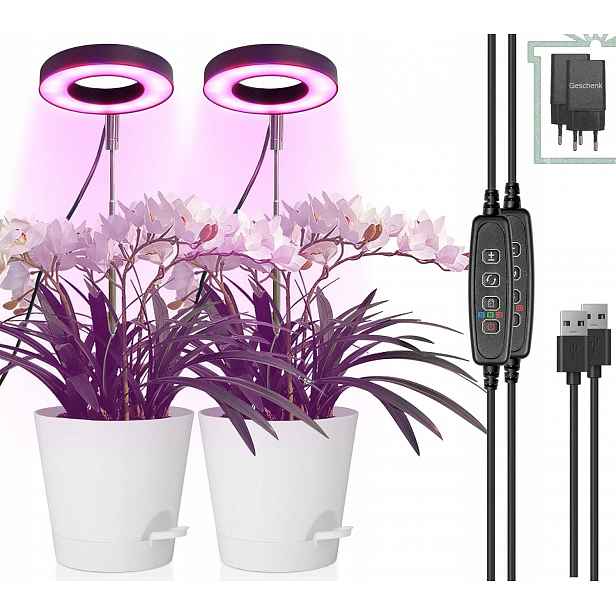 Led Lampa Pro Rostliny 2 Ks Nastavitelná Časovač 42 Led