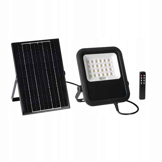 Solární Led reflektor 10W černý s dálkovým ovládáním a solárním panelem IP65 Kanlux