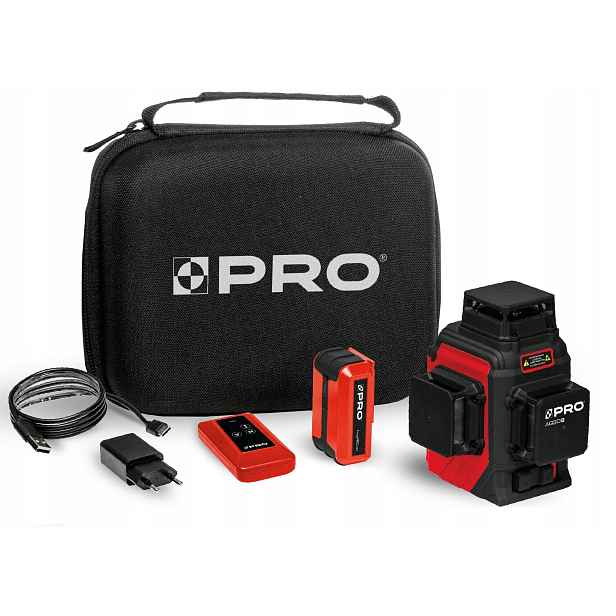 Víceřádkový laser Pro AQ3DR 3x360° Akumulátor Li-ion, Pouzdro, Nabíječka