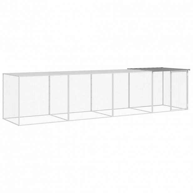 vidaXL Klec pro kuřata se střechou světle šedá 403 x 98 x 90 cm ocel