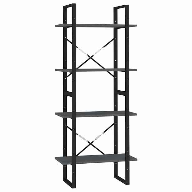 vidaXL Knihovna se 4 policemi šedá 60 x 30 x 140 cm masivní borovice