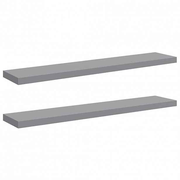 vidaXL Plovoucí nástěnné police 2 ks šedé 120 x 23,5 x 3,8 cm MDF