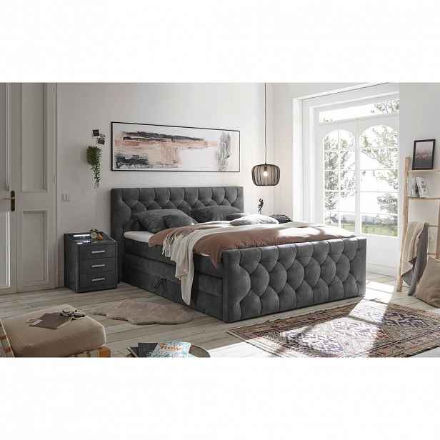 MID.YOU POSTEL BOXSPRING, 180/200 cm, antracitová