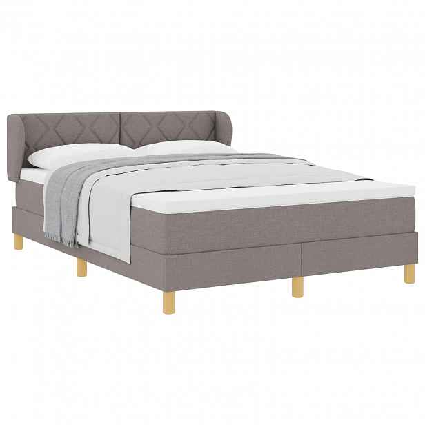 vidaXL Postel s boxspringem s čelo Taupe 140 x 190 cm textil
