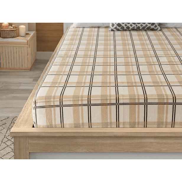 Prostěradlo mikroplyš PLAID 200x200 cm krémové