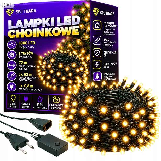 Vánoční Osvětlení Na Stromeček Venkovní Vnitřní 1000 Led Teplá Bílá 73 M