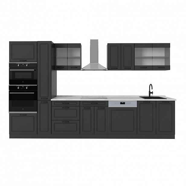 Vicco KUCHYNĚ R-Line Antracitový venkovský dům/antracit 350 cm , PD Mramor