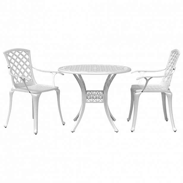 vidaXL 3dílný bistro set bílý litý hliník