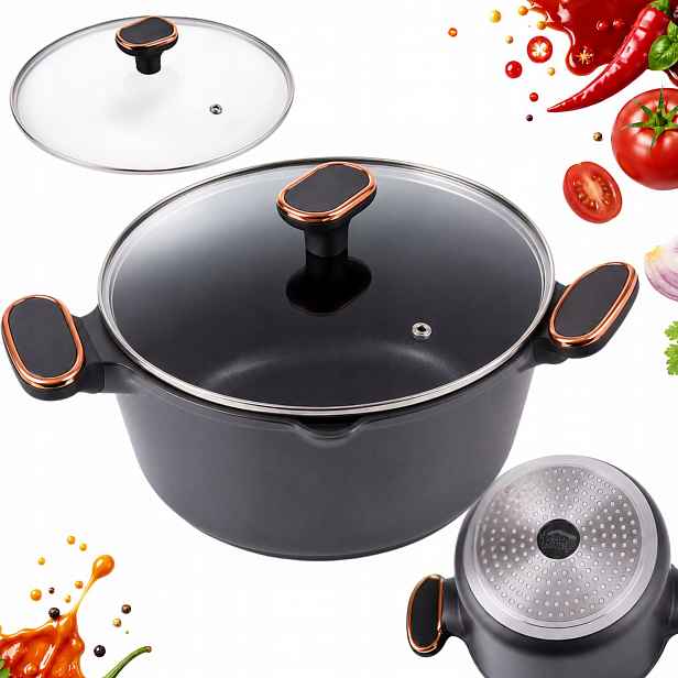Hrnec Pekáč 7 L S Víkem, Odlitek Hliník, Indukce, Nepřilnavý, Černý