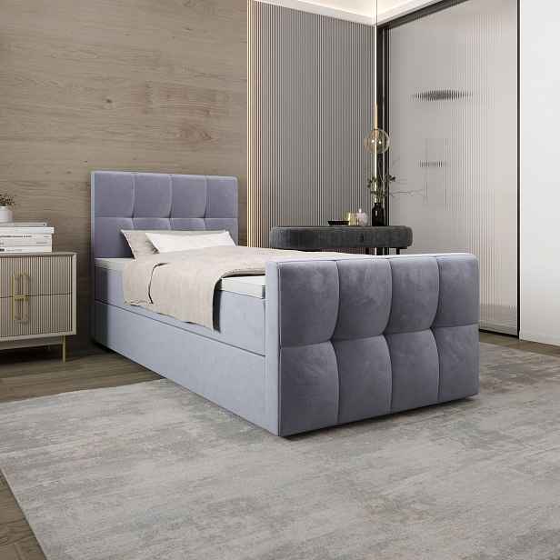 Jednolůžková boxspringová postel 100x200 ELIONE 1 - světle fialová