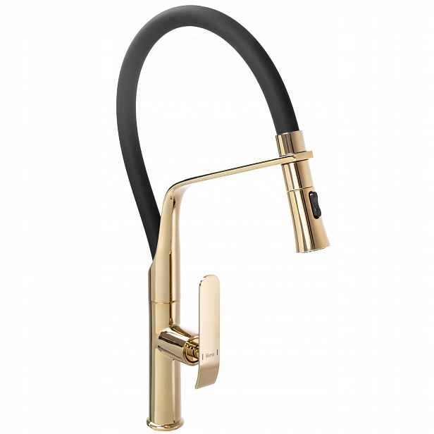 Kuchyňská Flexibilní Stojánková Baterie Vysoká Černá Zlatá Rea Castor 48,5 cm