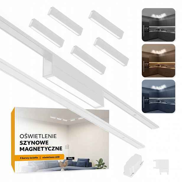 Magnetické kolejnicové osvětlení 2x Lišta 1m 5x 10W Led lampa 3CCT bílá