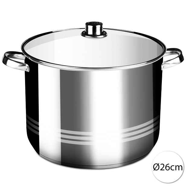 Perfect Home 10341 Nerezový hrnec se skleněnou poklicí 11 L, 26cm