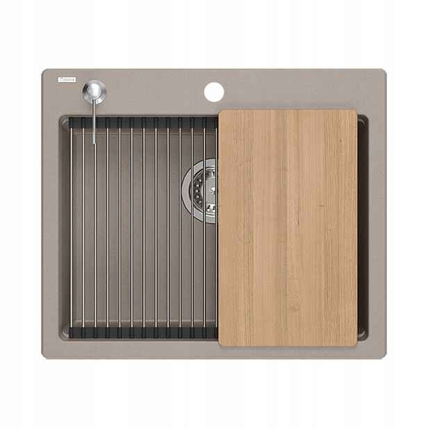 Quadron Dřez Kurt 110 Dřez Granit Taupe Sada 59,5 x 50 cm