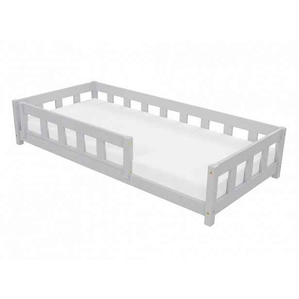 Benlemi Jednolůžková postel PLOTTY se zábranou Zvolte barvu: Světle šedá, Zvolte rozměr: 80x180 cm, Zvolte zábranu: S jednou zábranou