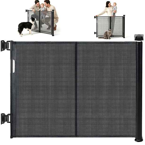 Bezpečnostní Brána 150 X 86 CM Síťka Pro Děti A Psy Do Dveří Černá
