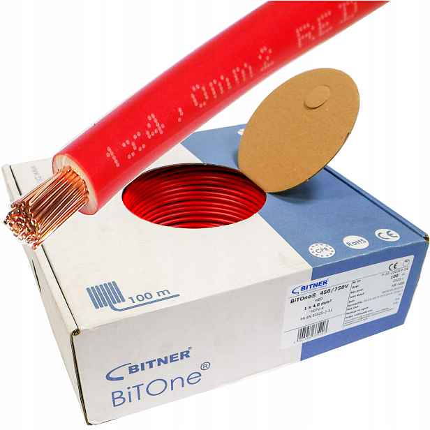 Kabel Lgy 4 červený Bitone 1x4 100 m