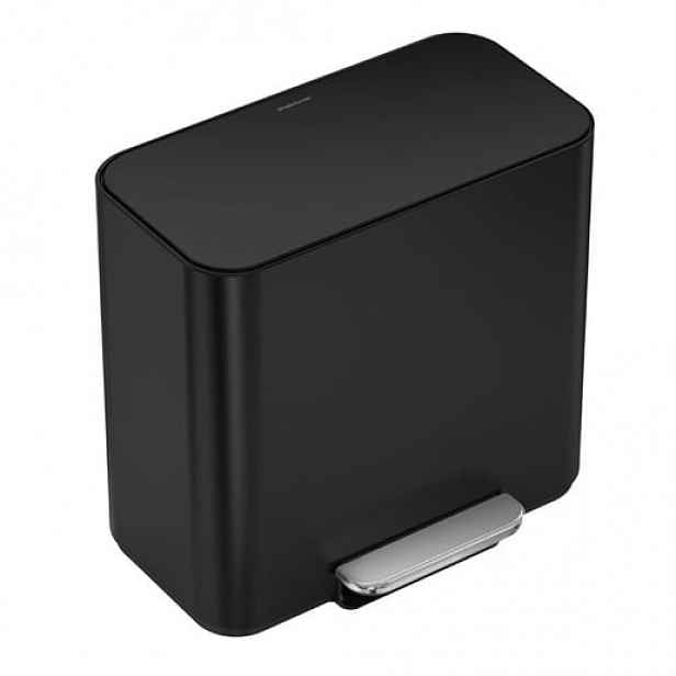 Simplehuman pedálový odpadkový koš na tříděný odpad DUAL MINI 15 L matná černá ocel CW2121