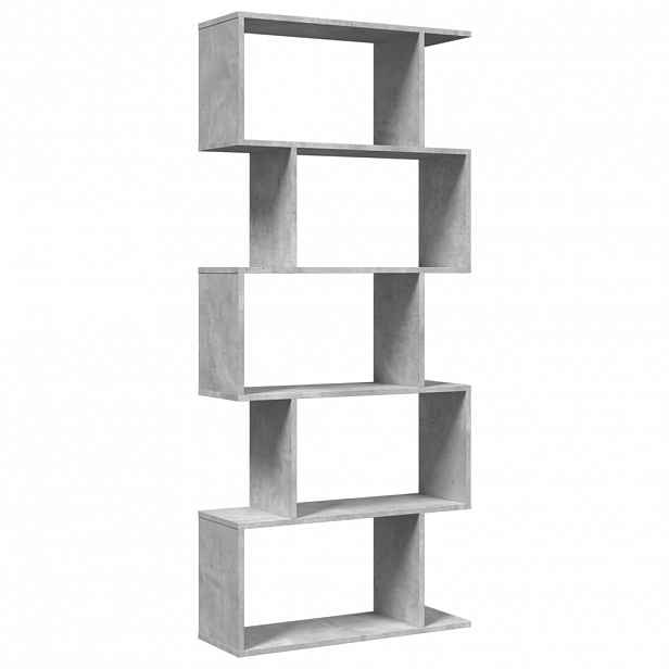 vidaXL Knihovna/dělící stěna 5patrová betonově šedá 70 x 24 x 161 cm