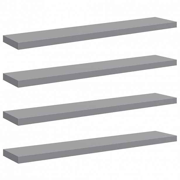 vidaXL Plovoucí nástěnné police 4 ks šedé 120 x 23,5 x 3,8 cm MDF