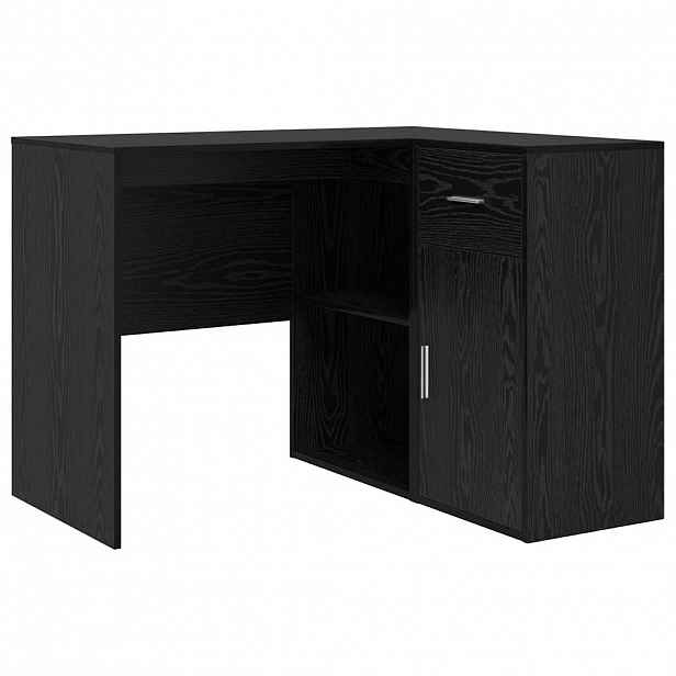 vidaXL Rohový psací stůl se zásuvkou Černý dub 102 x 88 x 75 cm
