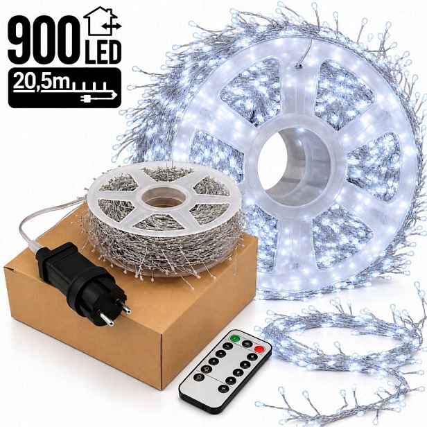 Venkovní/vnitřní vánoční osvětlení na stromeček micro Led 900 Led 20,5 m, studená bílá barva