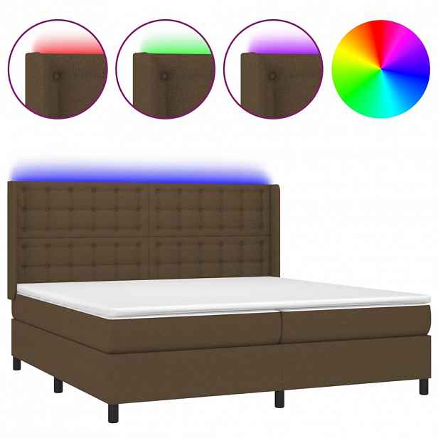 vidaXL LED box pružinová postel s čelo textil